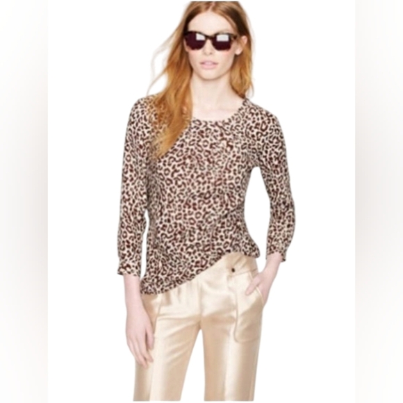 J. Crew Tops - J. Crew 100% Linen EUC Animal Print Top Size 10